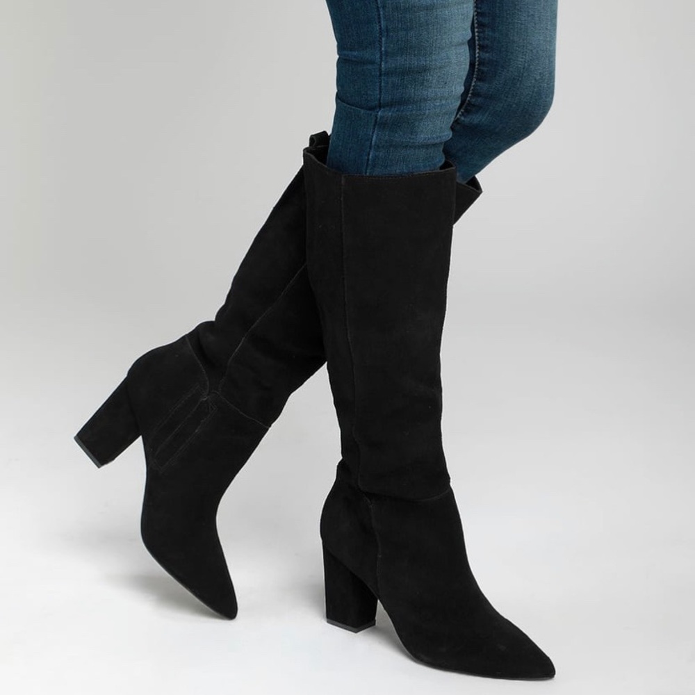 NWOT Steve Madden Raddle Heeled Boots Black Size 5